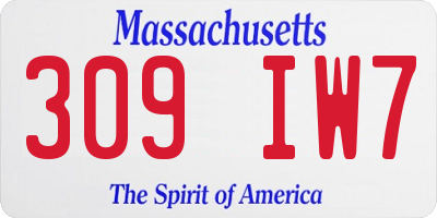 MA license plate 309IW7