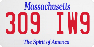 MA license plate 309IW9