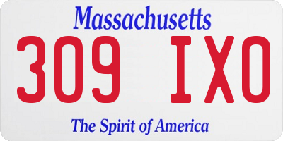 MA license plate 309IX0