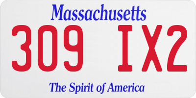 MA license plate 309IX2