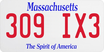 MA license plate 309IX3