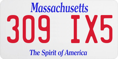 MA license plate 309IX5
