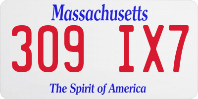 MA license plate 309IX7