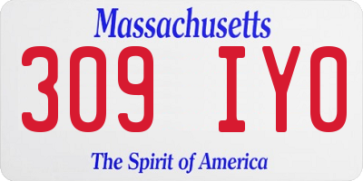 MA license plate 309IY0