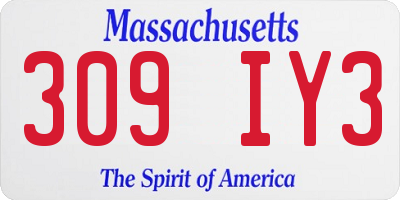 MA license plate 309IY3