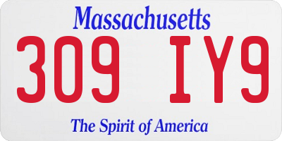 MA license plate 309IY9