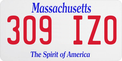 MA license plate 309IZ0