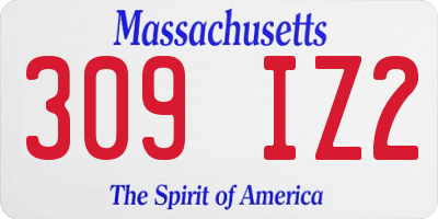 MA license plate 309IZ2