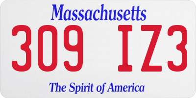 MA license plate 309IZ3