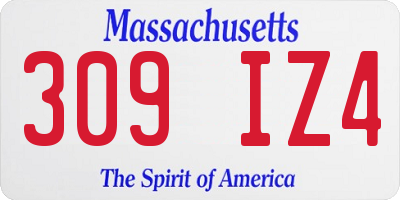 MA license plate 309IZ4