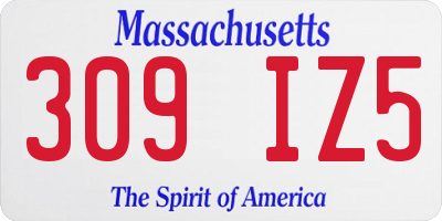 MA license plate 309IZ5