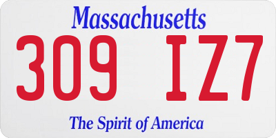 MA license plate 309IZ7