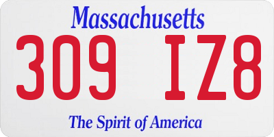 MA license plate 309IZ8