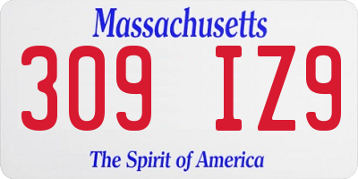 MA license plate 309IZ9
