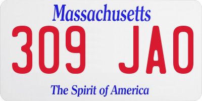 MA license plate 309JA0
