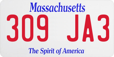 MA license plate 309JA3
