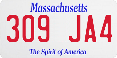 MA license plate 309JA4