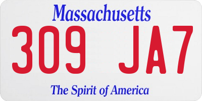 MA license plate 309JA7