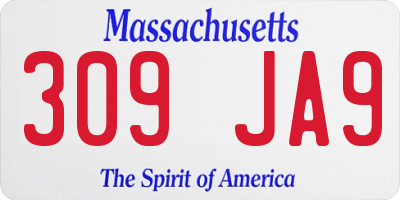 MA license plate 309JA9
