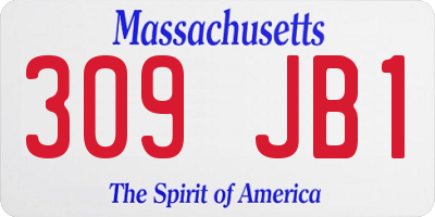 MA license plate 309JB1
