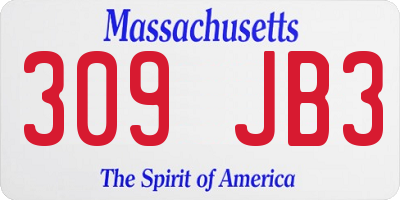 MA license plate 309JB3
