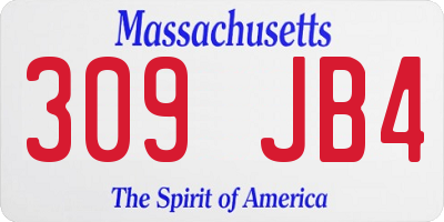 MA license plate 309JB4