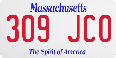 MA license plate 309JC0