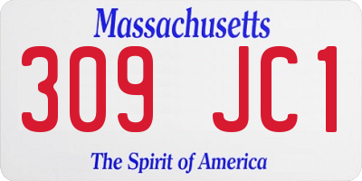 MA license plate 309JC1