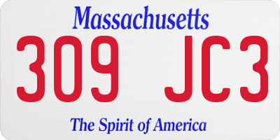 MA license plate 309JC3