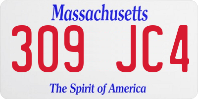 MA license plate 309JC4