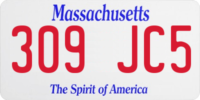 MA license plate 309JC5