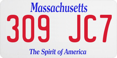 MA license plate 309JC7