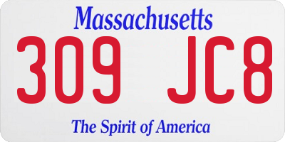 MA license plate 309JC8