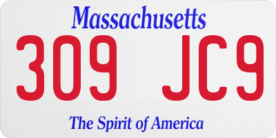 MA license plate 309JC9