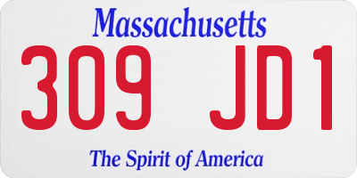 MA license plate 309JD1
