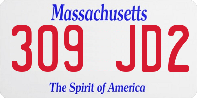 MA license plate 309JD2