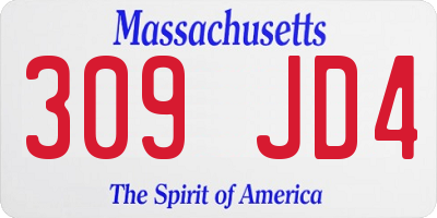 MA license plate 309JD4