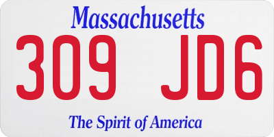 MA license plate 309JD6