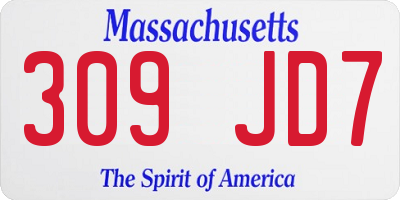 MA license plate 309JD7
