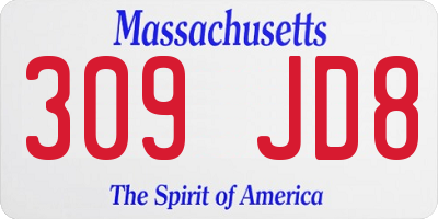 MA license plate 309JD8