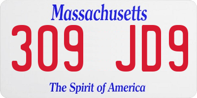 MA license plate 309JD9