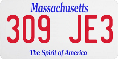 MA license plate 309JE3