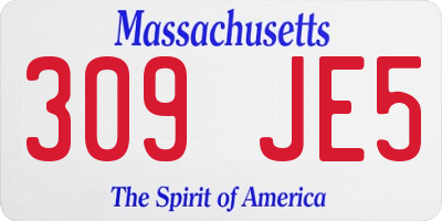 MA license plate 309JE5