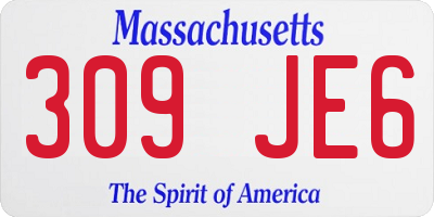 MA license plate 309JE6