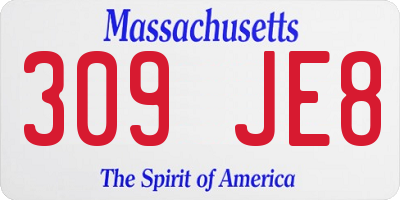 MA license plate 309JE8