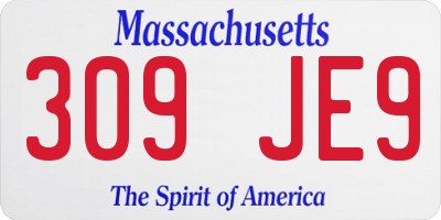 MA license plate 309JE9