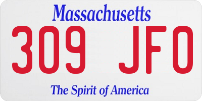 MA license plate 309JF0