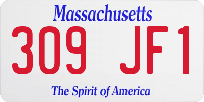 MA license plate 309JF1