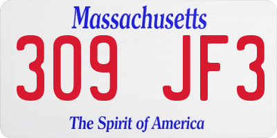 MA license plate 309JF3