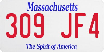 MA license plate 309JF4